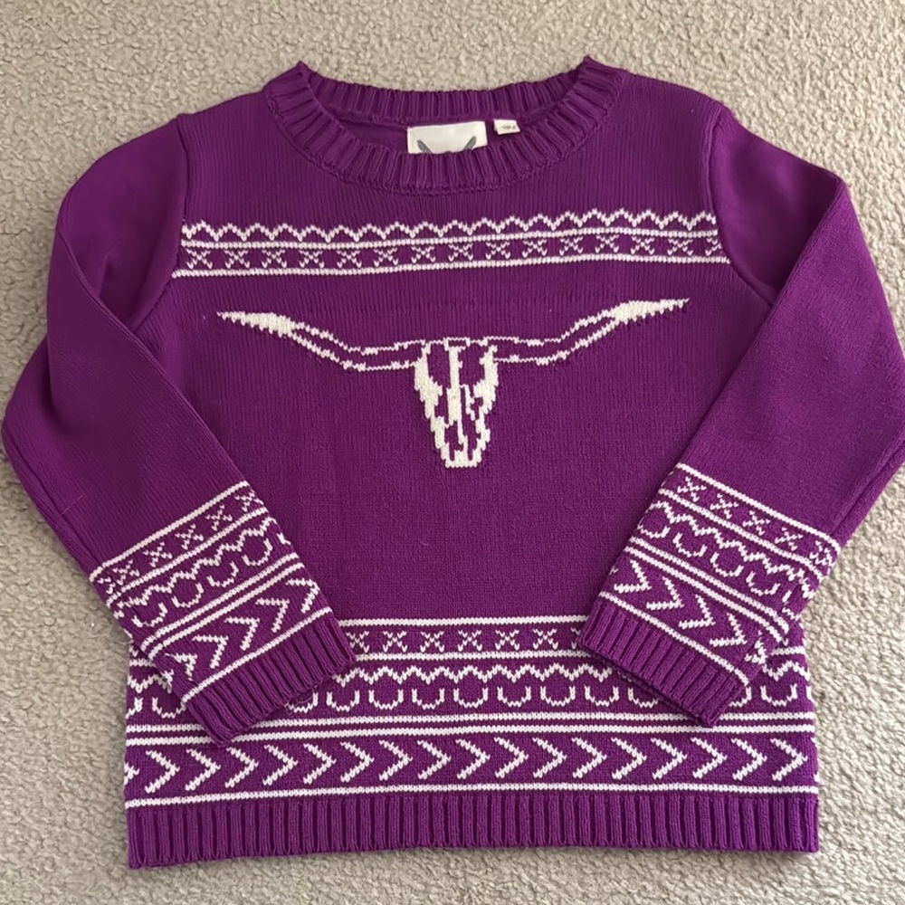 Purple Sweater with White Pattern